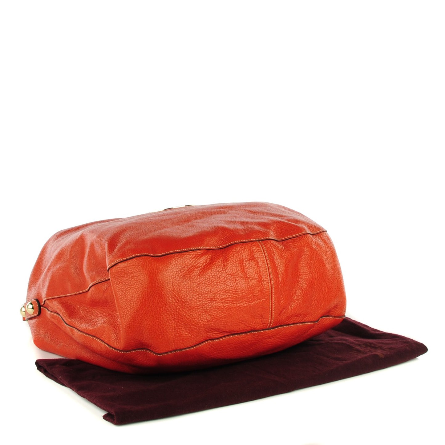 Spongy Pebbled Calfskin Large Daria Hobo Burnt Orange