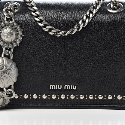 Miu Miu Goatskin Madras Borchie Shoulder Bag Black 11 of 11