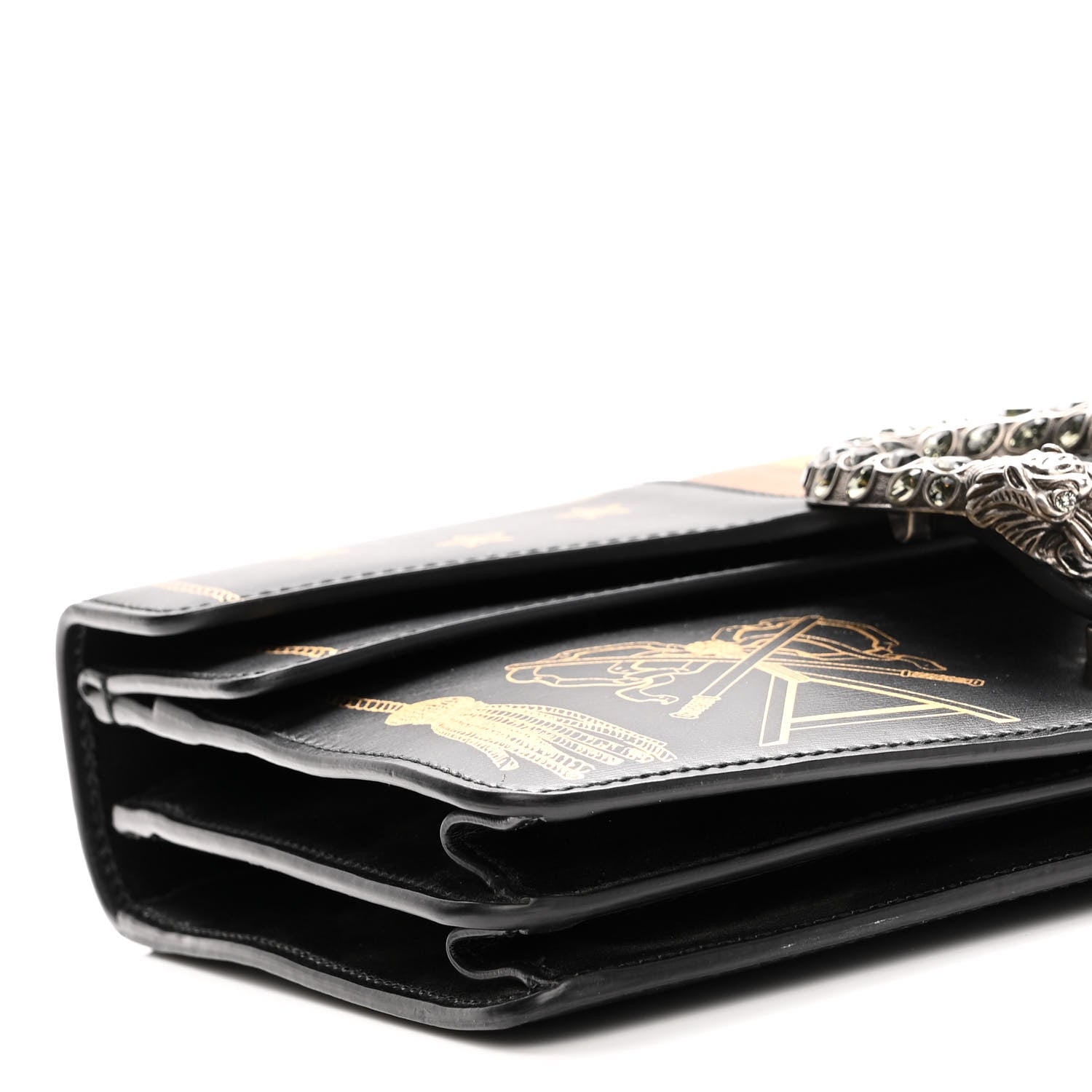 Gucci Calfskin Crystal Star Tassel Print Small Dionysus Shoulder Bag Black 9 of 11