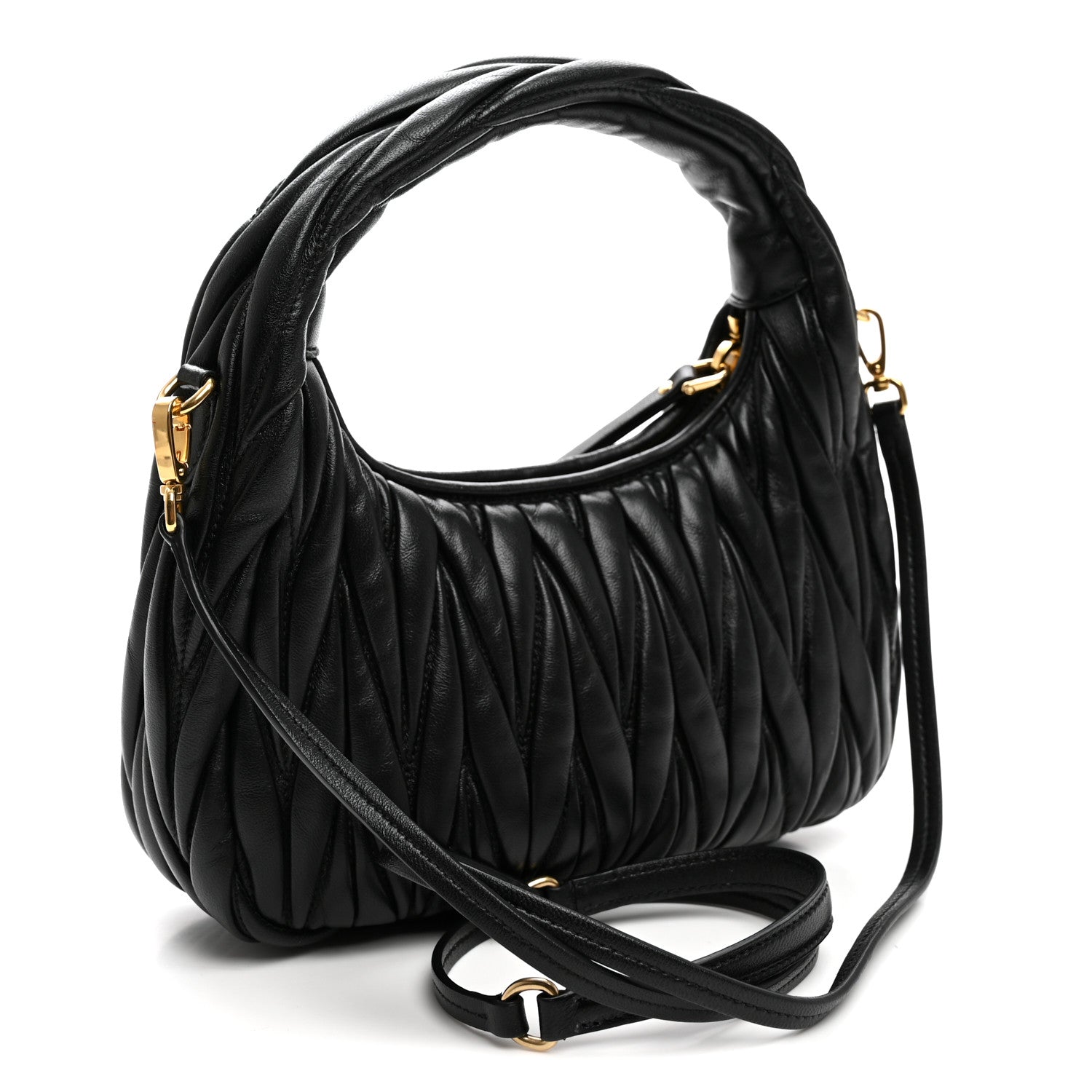 Miu Miu Nappa Matelasse Small Wander Hobo Black 3 of 9