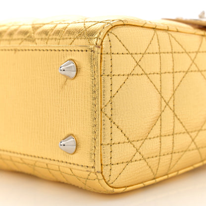 Christian Dior Metallic Grained Calfskin Cannage Small Lucky Badges My Lady Dior Gold 10 of 13