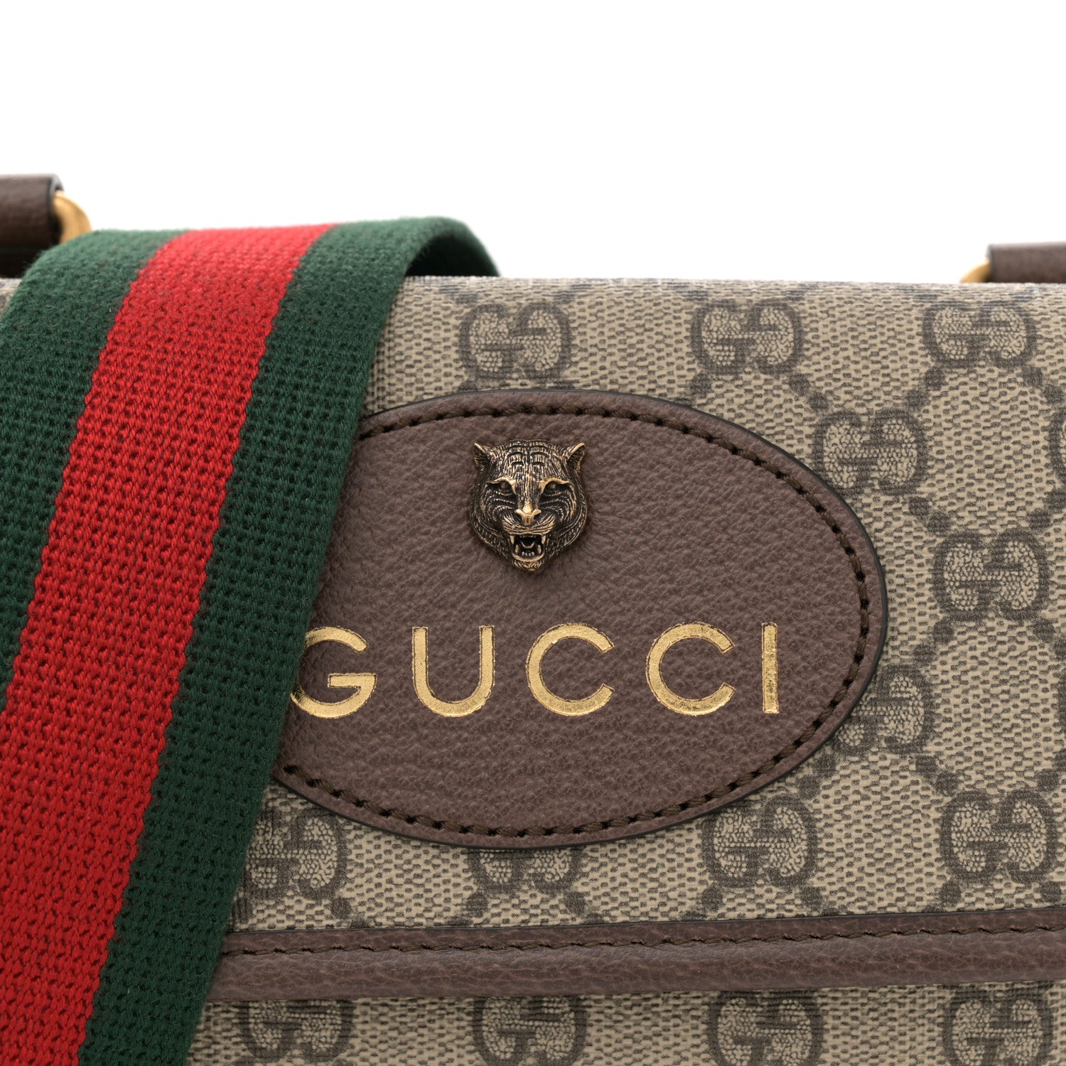 Gucci GG Supreme Monogram Web Small Neo Vintage Double Flap Messenger Bag Beige New Acero 8 of 10