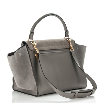 Celine Crocodile Embossed Nubuck Medium Trapeze Grey 3 of 7