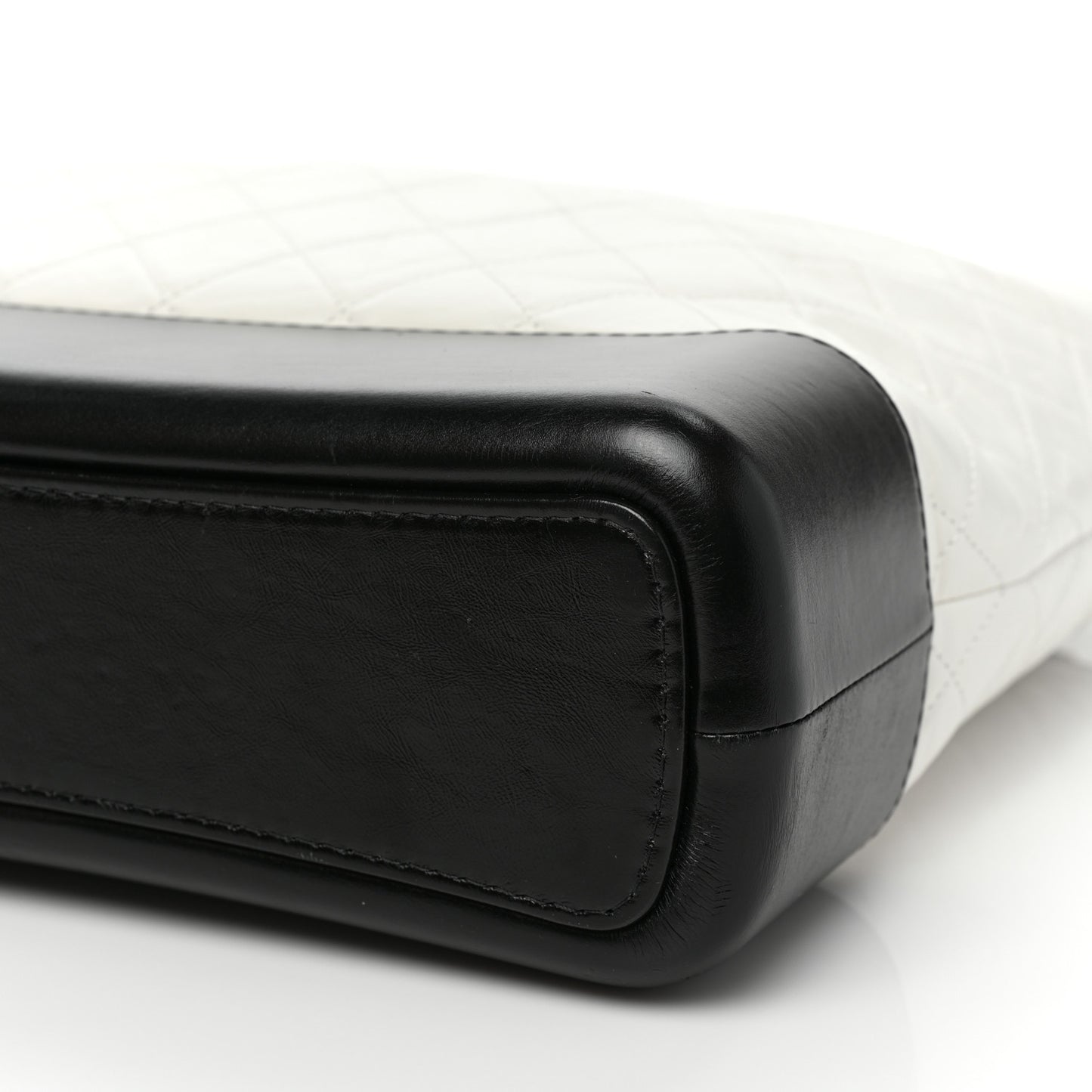 Aged Calfskin Quilted Large Gabrielle Hobo White Black