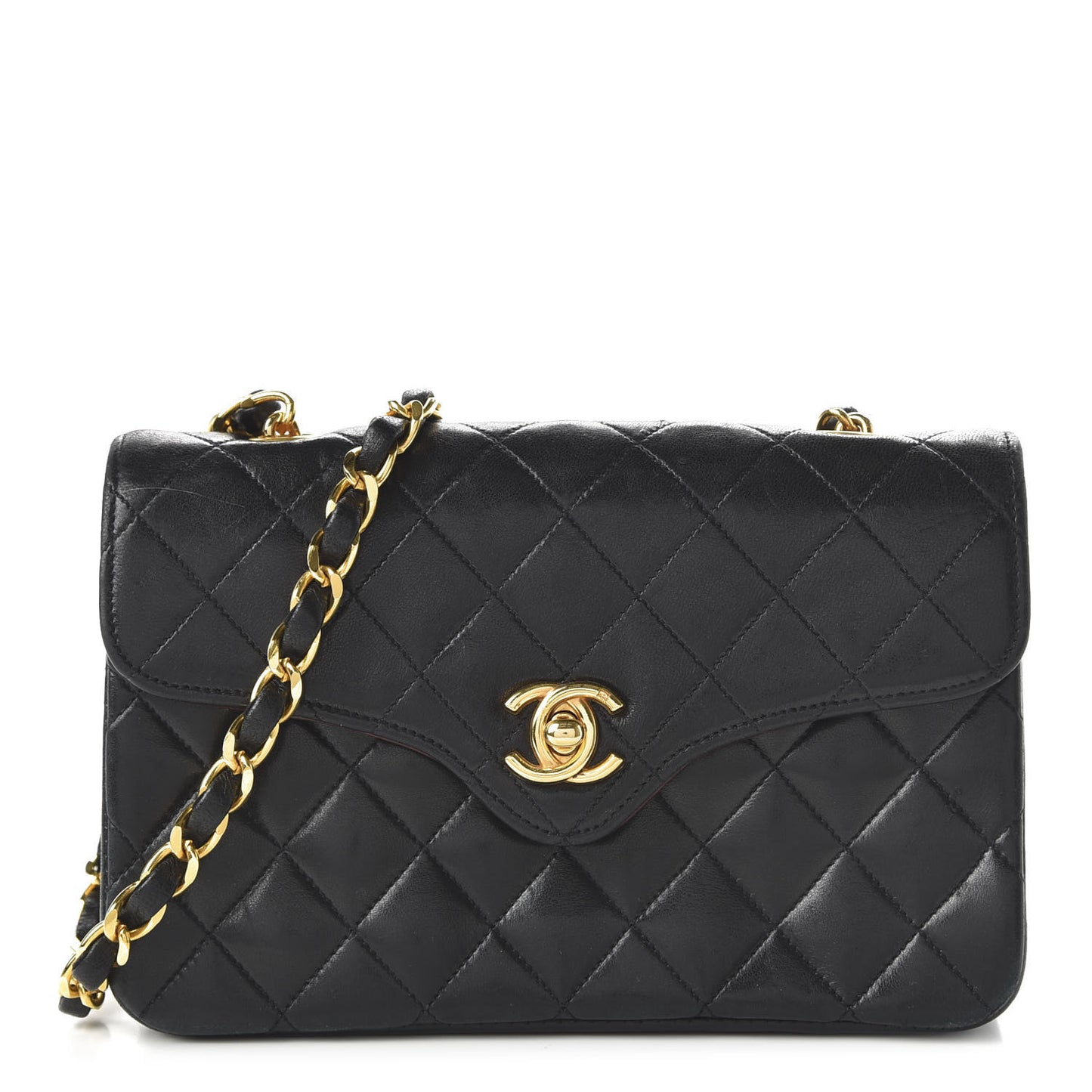 Lambskin Quilted Flap Bag Black