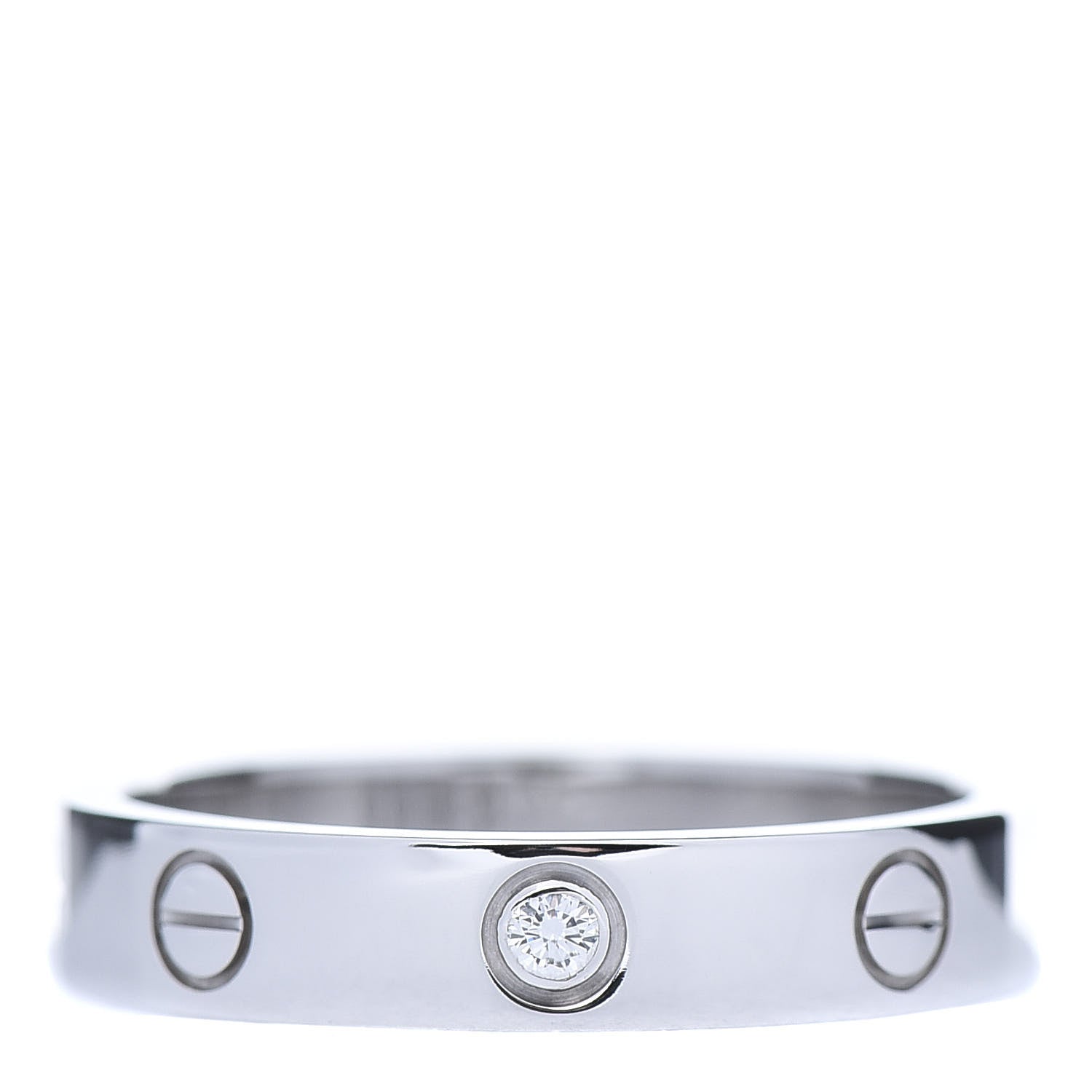 Cartier 18K White Gold Diamond 4mm LOVE Wedding Band Ring 55 7.25 1 of 5
