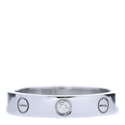 Cartier 18K White Gold Diamond 4mm LOVE Wedding Band Ring 55 7.25 1 of 5