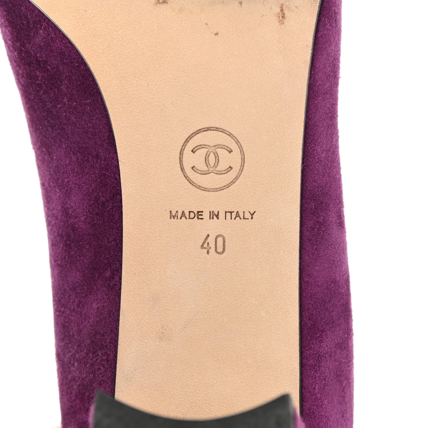 Chanel Suede Calfskin Camellia Ballerina Pumps 40 Purple 6 of 10