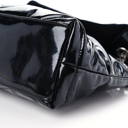 Saint Laurent Patent Lambskin Quilted Medium Loulou Puffer Monogram Chain Satchel Black 5 of 9