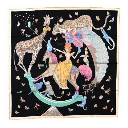 Hermes Silk Story Scarf 90 Marron Black Jaune Multicolor 1 of 4
