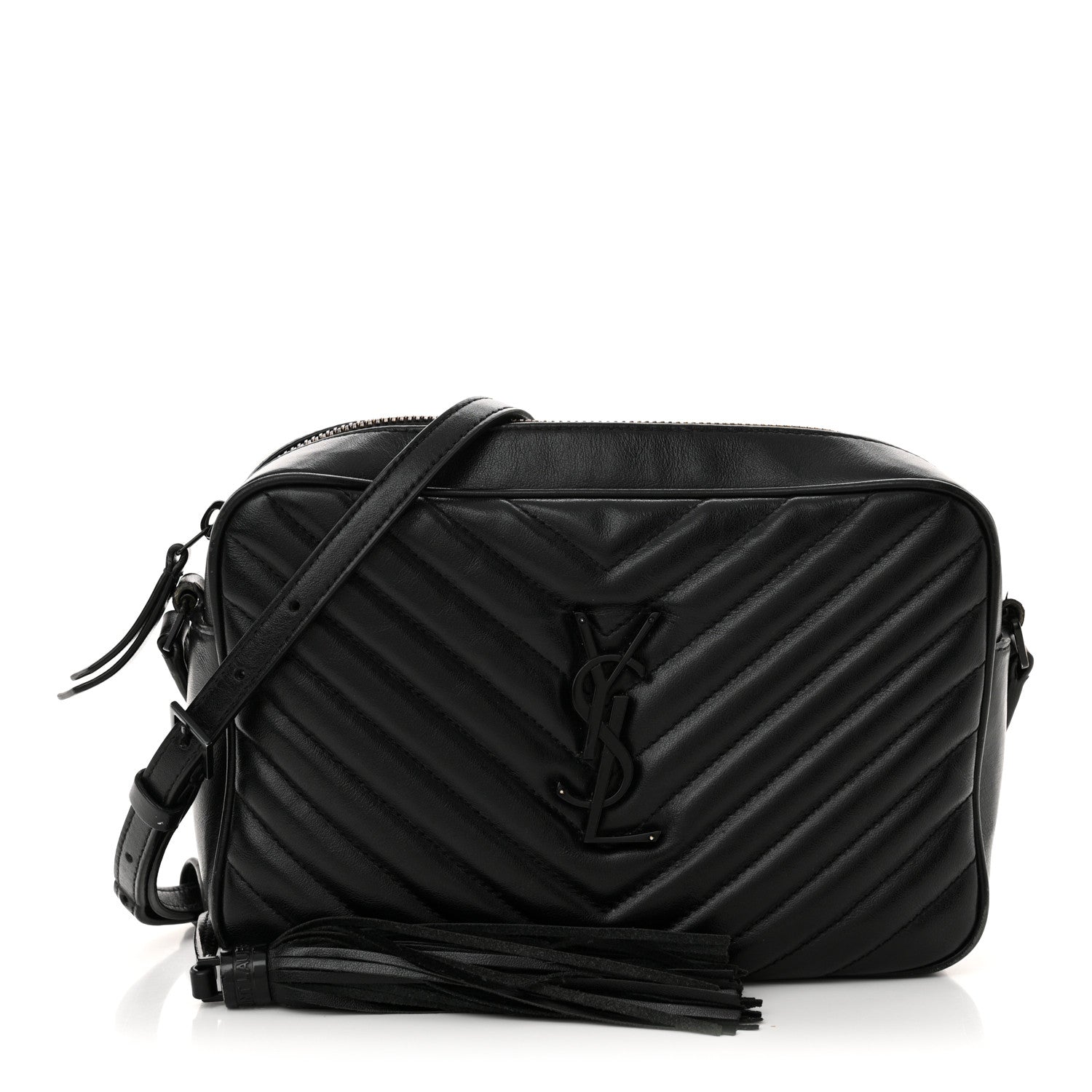 Saint Laurent Calfskin Matelasse Monogram Monochrome Lou Camera Bag Black 1 of 19