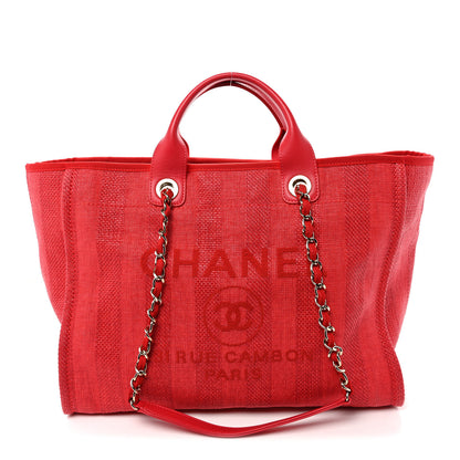 Chanel Mixed Fibers Striped Medium Deauville Tote Red 1 of 11