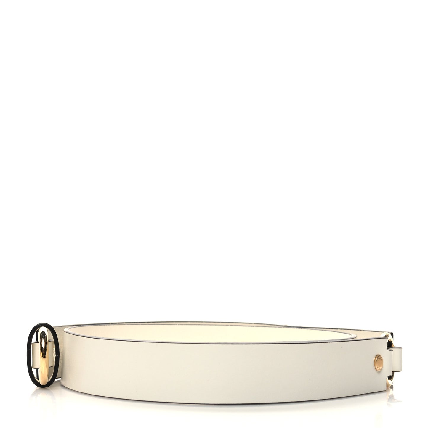 X FENDI Calfskin Fendace Logo Belt 85/34 White