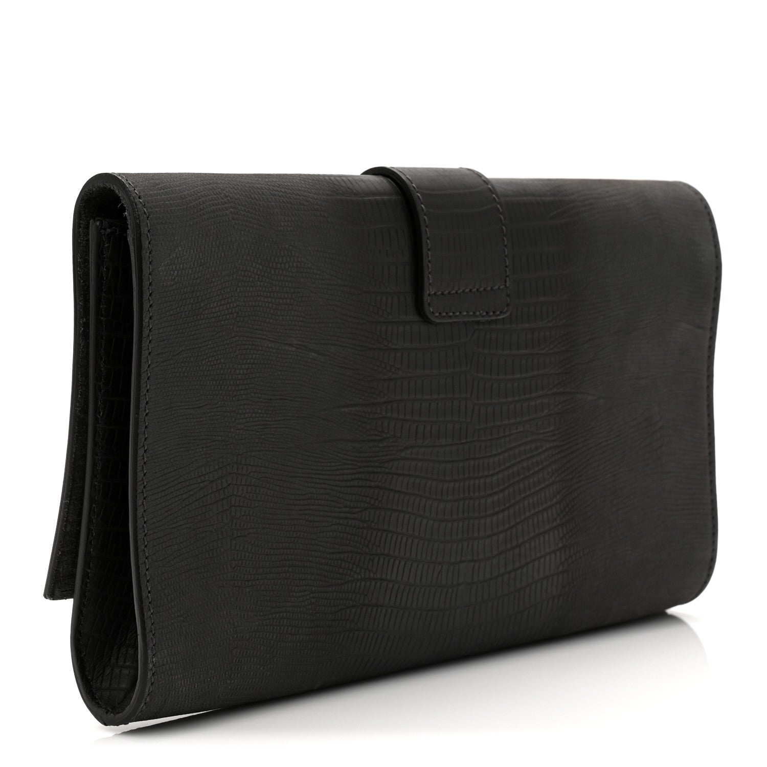 Saint Laurent Lizard Calfskin Embossed Classic Y Ligne Clutch Gray 3 of 6