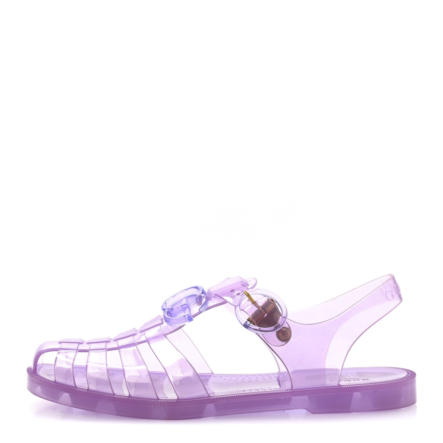 Shiny Rubber Double G Buckle Strap Sandals 37 Lapis Transparent