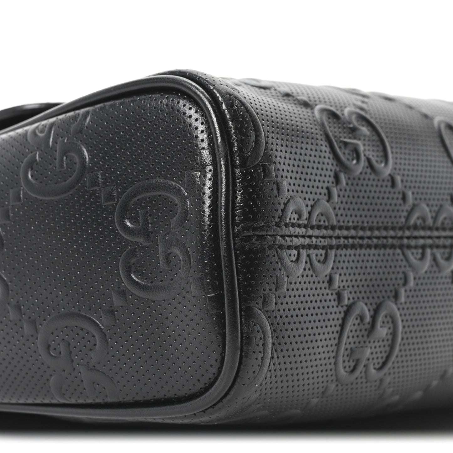 Calfskin GG Tennis Embossed Shoulder Bag Black