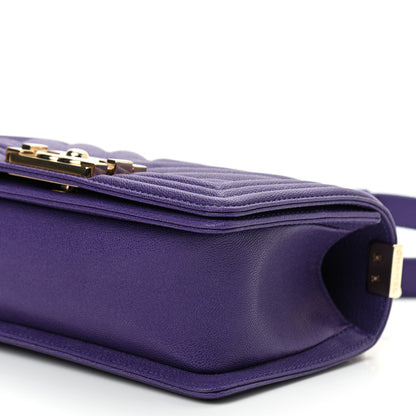 Chanel Caviar Chevron Quilted Small Boy Flap Purple 10 of 11