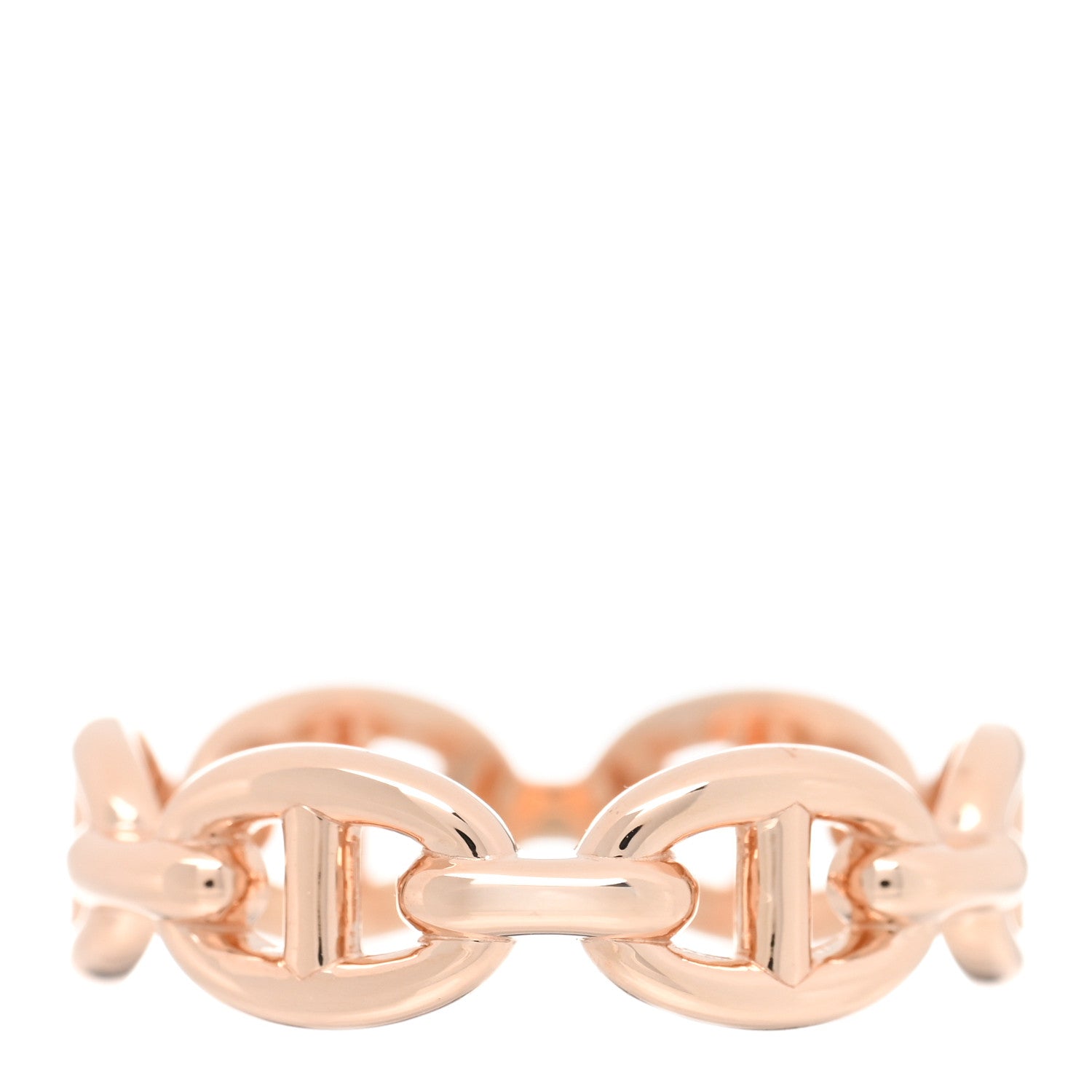Hermes 18K Rose Gold PM Chaine d'Ancre Enchainee Ring 53 6.5 3 of 4