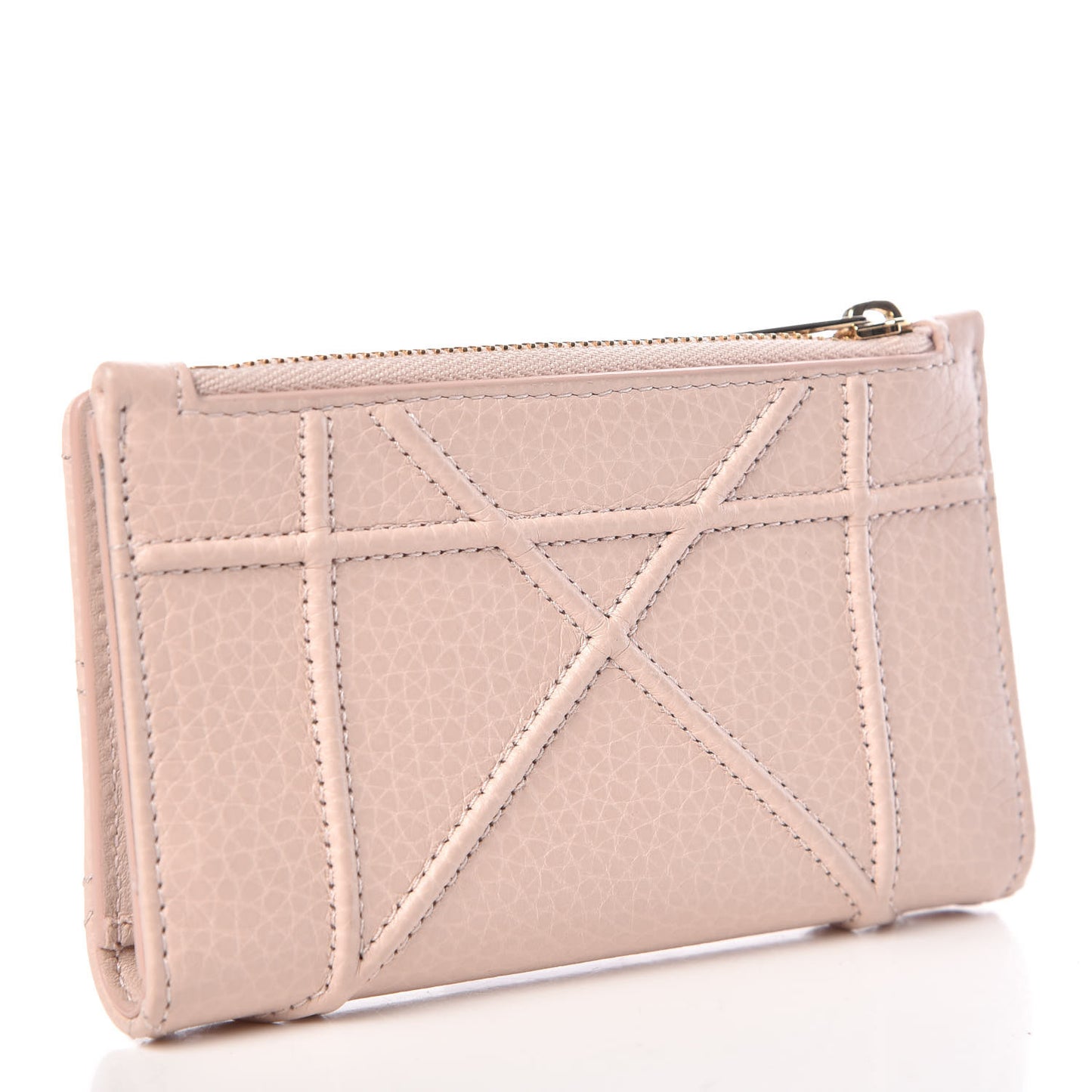 Grained Calfskin Cannage Diorama Wallet Rose Poudre