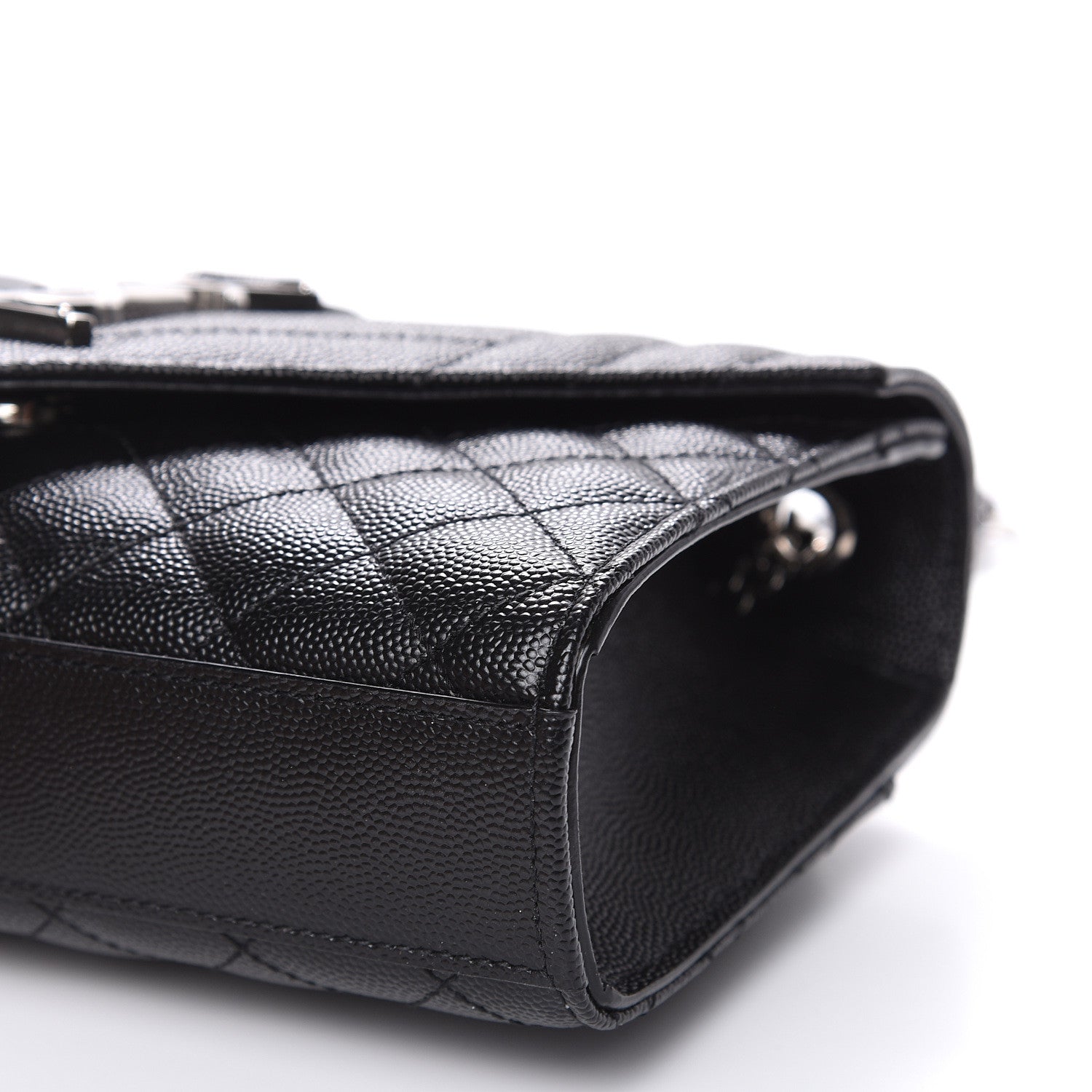 Saint Laurent Grain De Poudre Tri-Quilt Small College Monogram Satchel Black 9 of 9