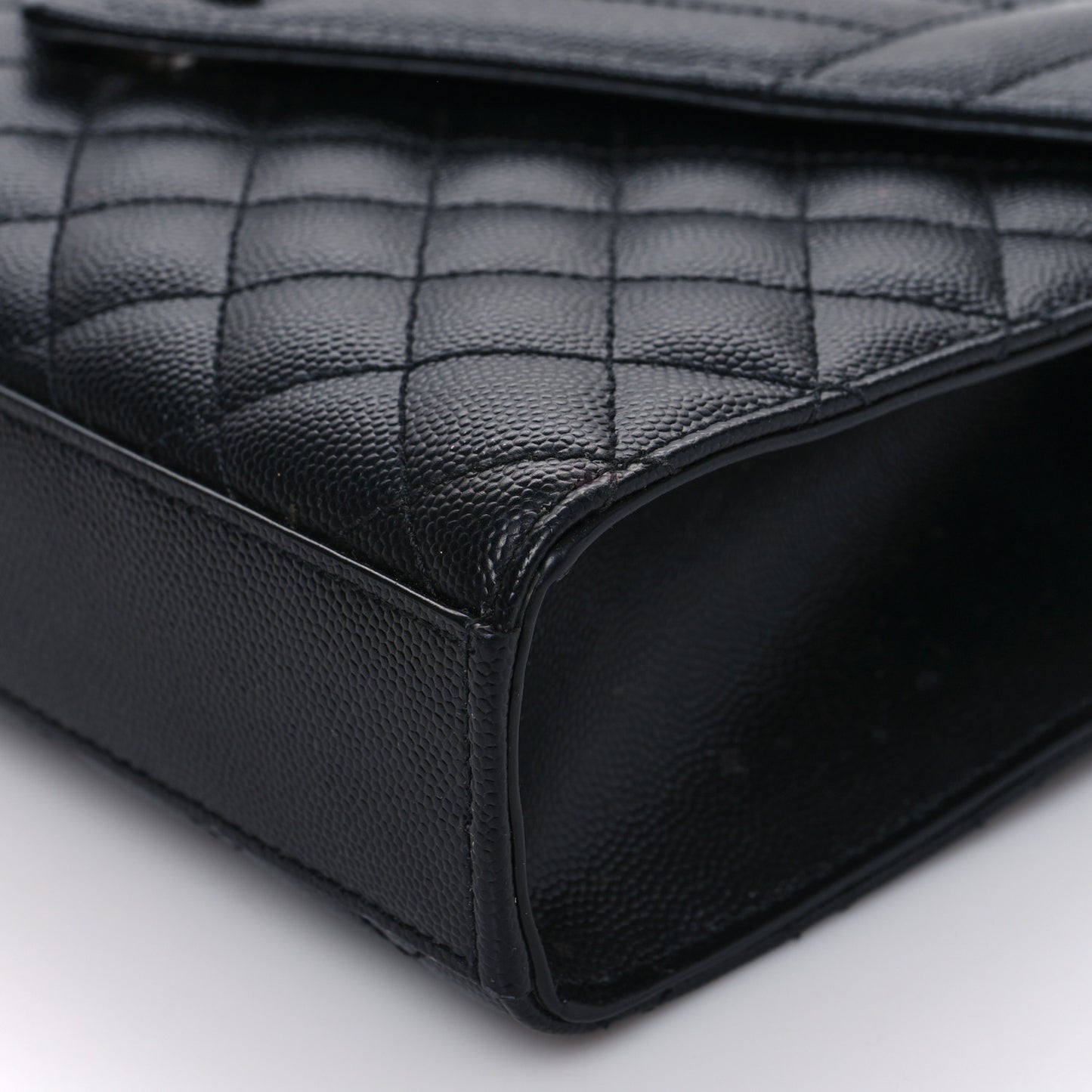 Grain De Poudre Textured Mixed Matelasse Triquilt Medium Monogram Monochrome Satchel Black
