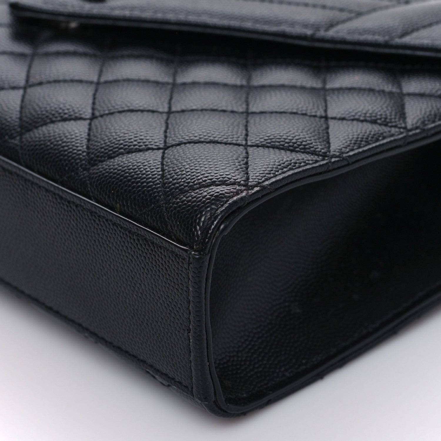 Saint Laurent Grain De Poudre Textured Mixed Matelasse Triquilt Medium Monogram Monochrome Satchel Black 8 of 8