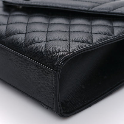 Saint Laurent Grain De Poudre Textured Mixed Matelasse Triquilt Medium Monogram Monochrome Satchel Black 8 of 8