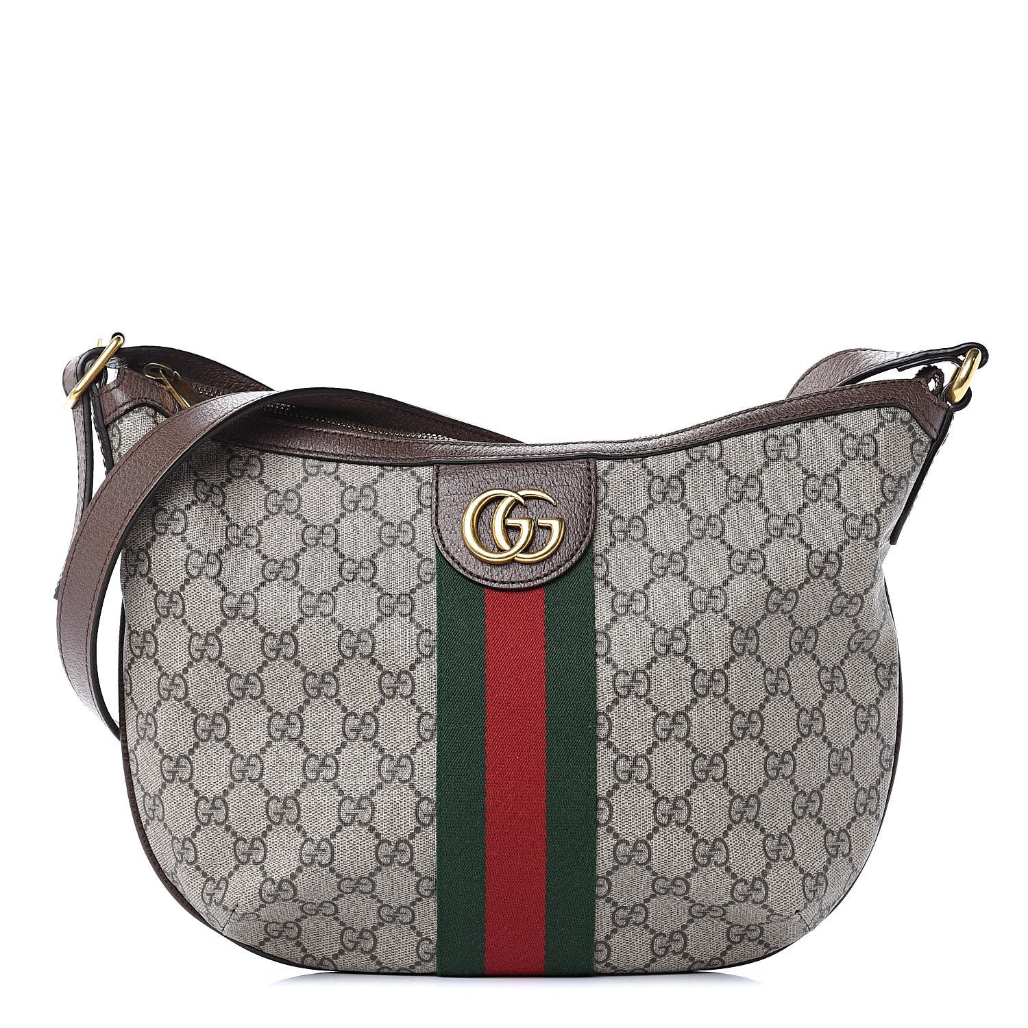Gucci GG Supreme Monogram Web Small Ophidia Half Moon Hobo Brown 1 of 11