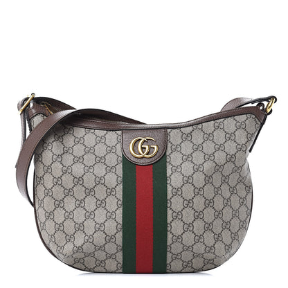 Gucci GG Supreme Monogram Web Small Ophidia Half Moon Hobo Brown 1 of 11