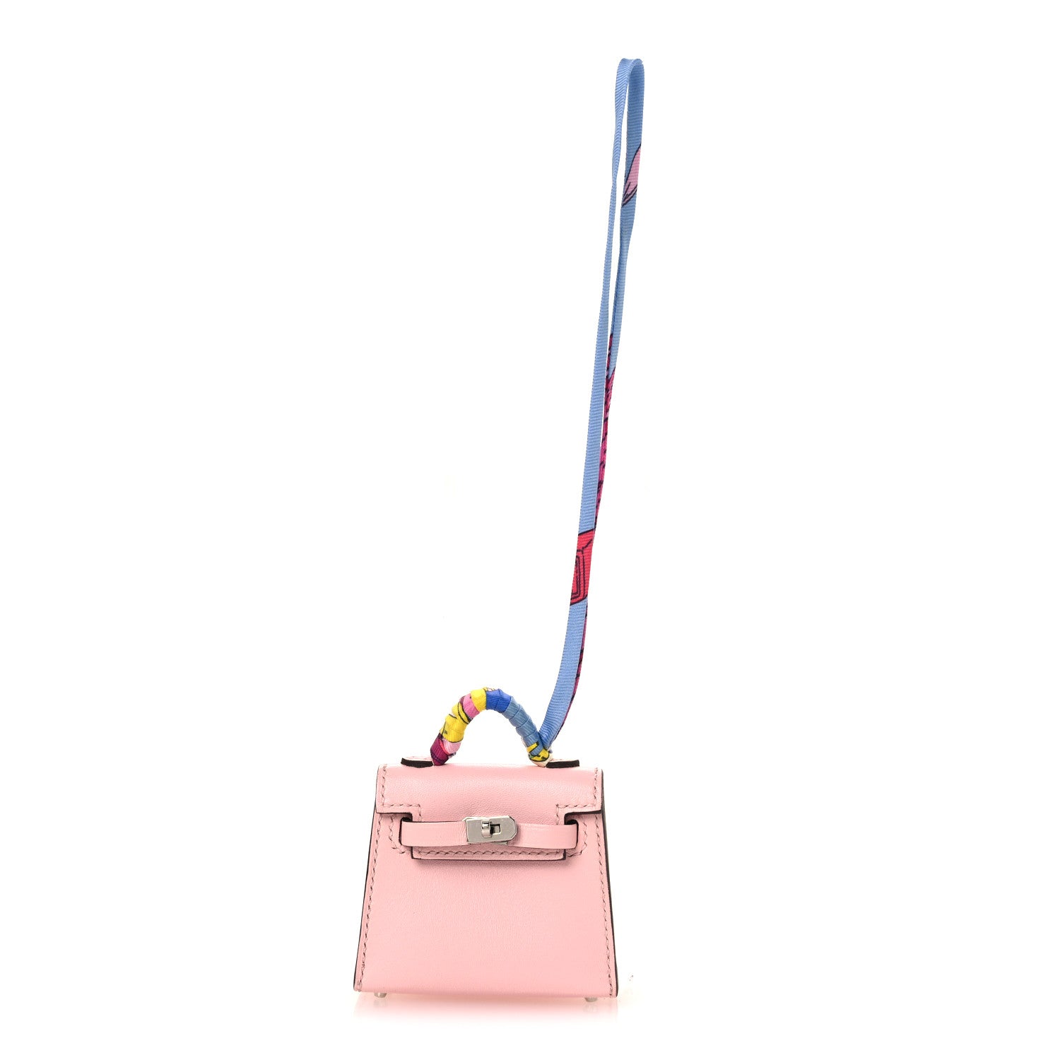 Hermes Tadelakt Mini Kelly Twilly Bag Charm Rose Sakura 1 of 7