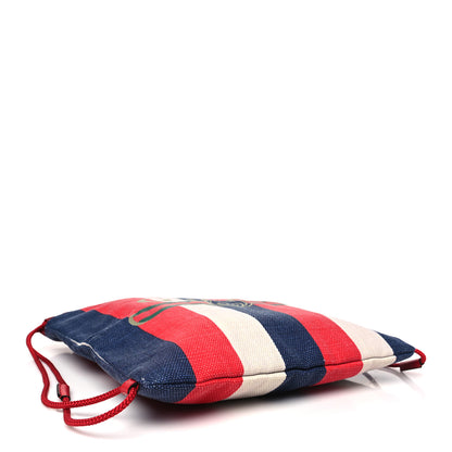 Gucci Canvas Logo Sylvie Stripe Drawstring Backpack Red 4 of 10