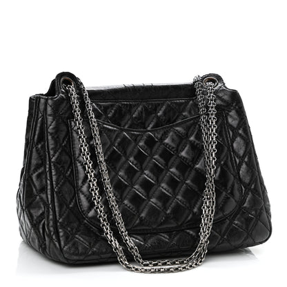 Chanel Metallic Aged Calfskin Quilted Reissue 2.55 Accordion Flap Black 3 of 11