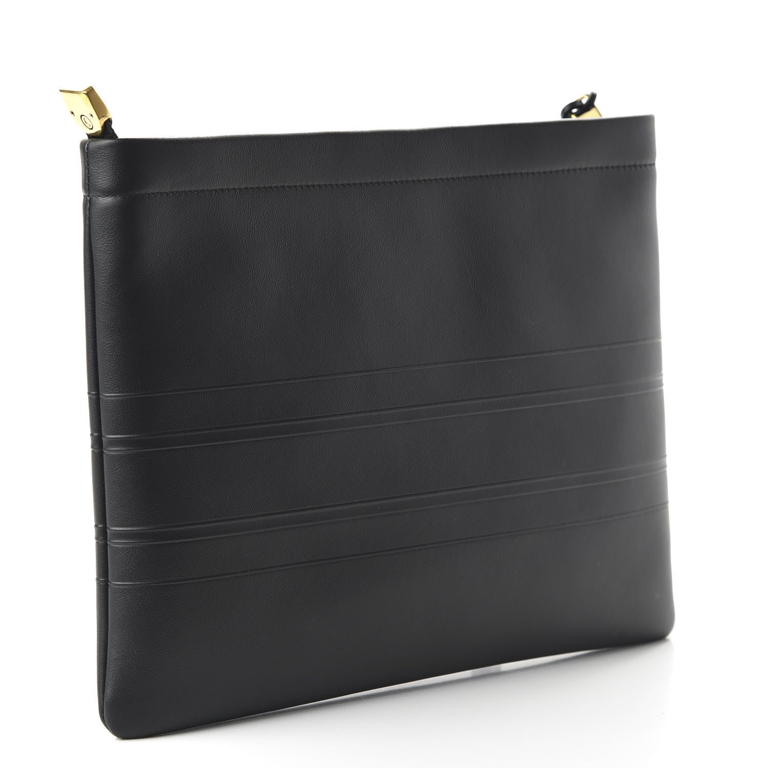 Christian Dior Calfskin Embossed Logo Zip Clutch Black 3 of 10