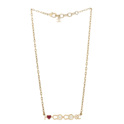 Chanel Metal Resin Pearl I Love Coco Necklace Gold Multicolor 3 of 5