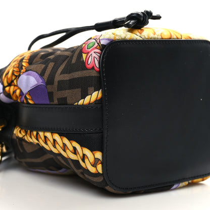 Fendi X VERSACE Silk Vitello Fendace FF Baroque Quilted Mini Mon Tresor Bucket Bag Gold Multicolor 12 of 13
