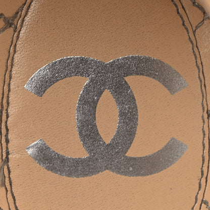 Chanel Stretch Fabric Lambskin CC Flat Sandals 39 Beige 9 of 12