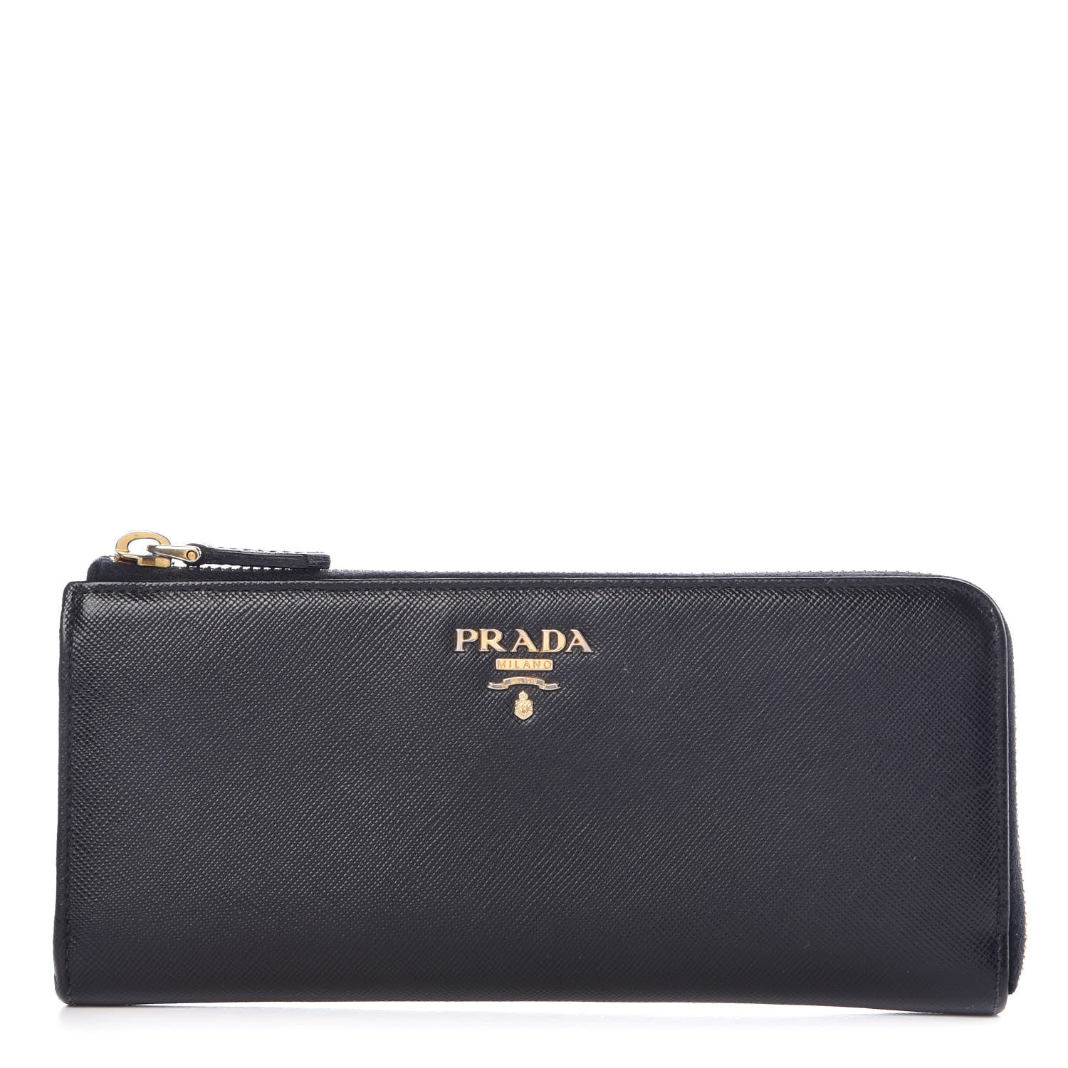 Prada Saffiano Zip Around Wallet Black 1 of 7