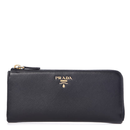 Prada Saffiano Zip Around Wallet Black 1 of 7
