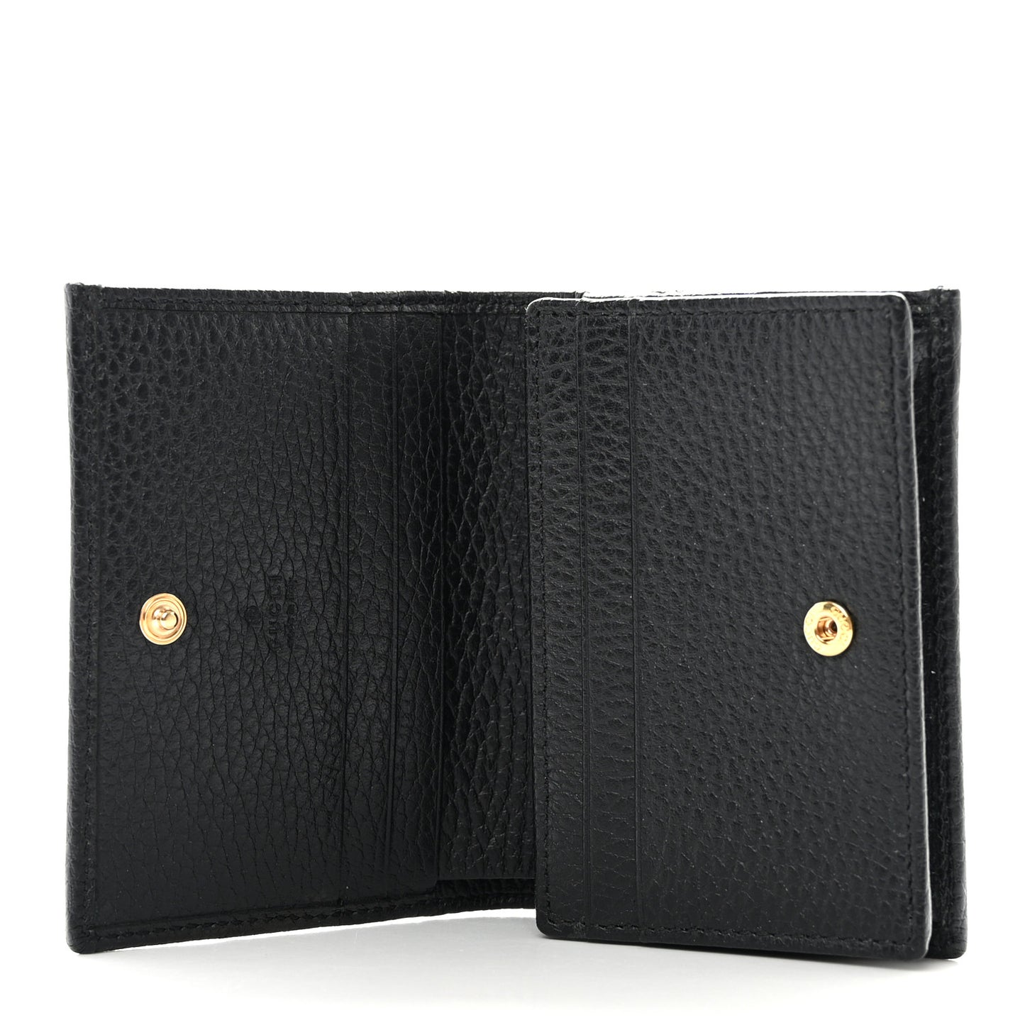 Pebbled Calfskin GG Marmont Card Case Black