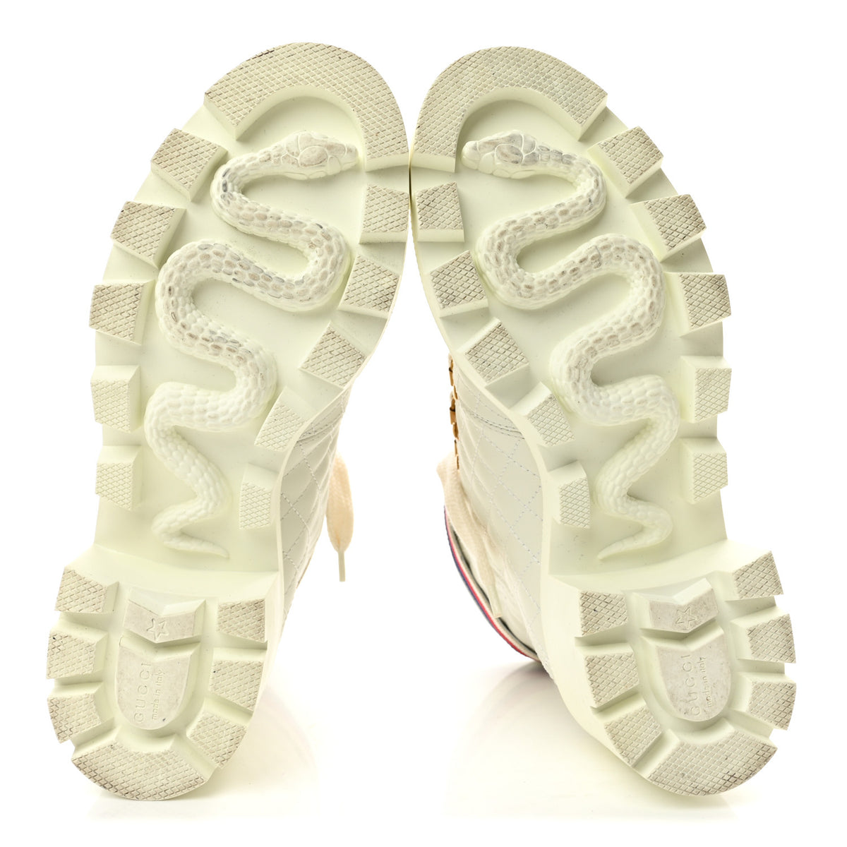 Calfskin Quilted Sylvie Web Lace Up Combat Ankle Boots 39 White