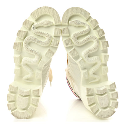 Gucci Calfskin Quilted Sylvie Web Lace Up Combat Ankle Boots 39 White 6 of 10