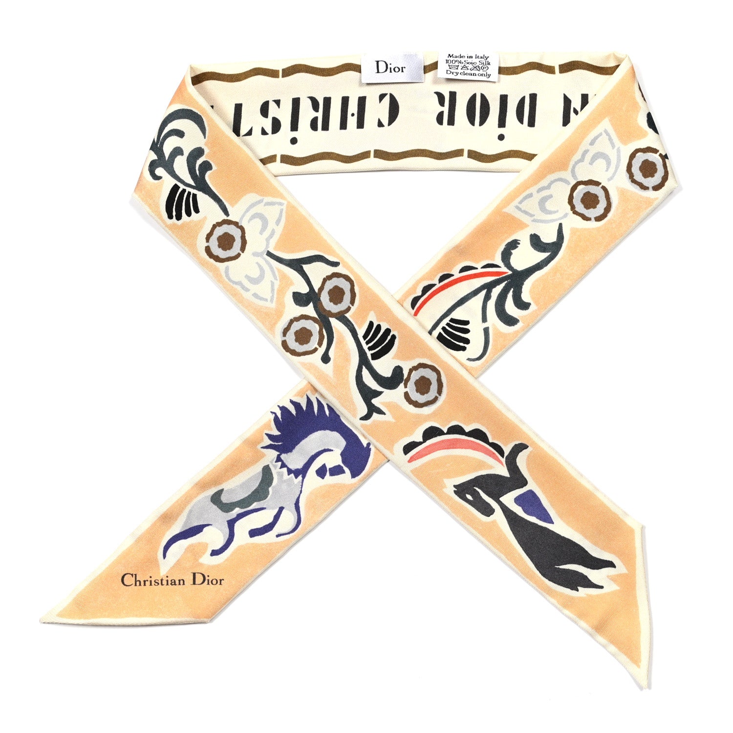 Christian Dior Silk Le Mythe De Daphne Mitzah Scarf Rose 1 of 3