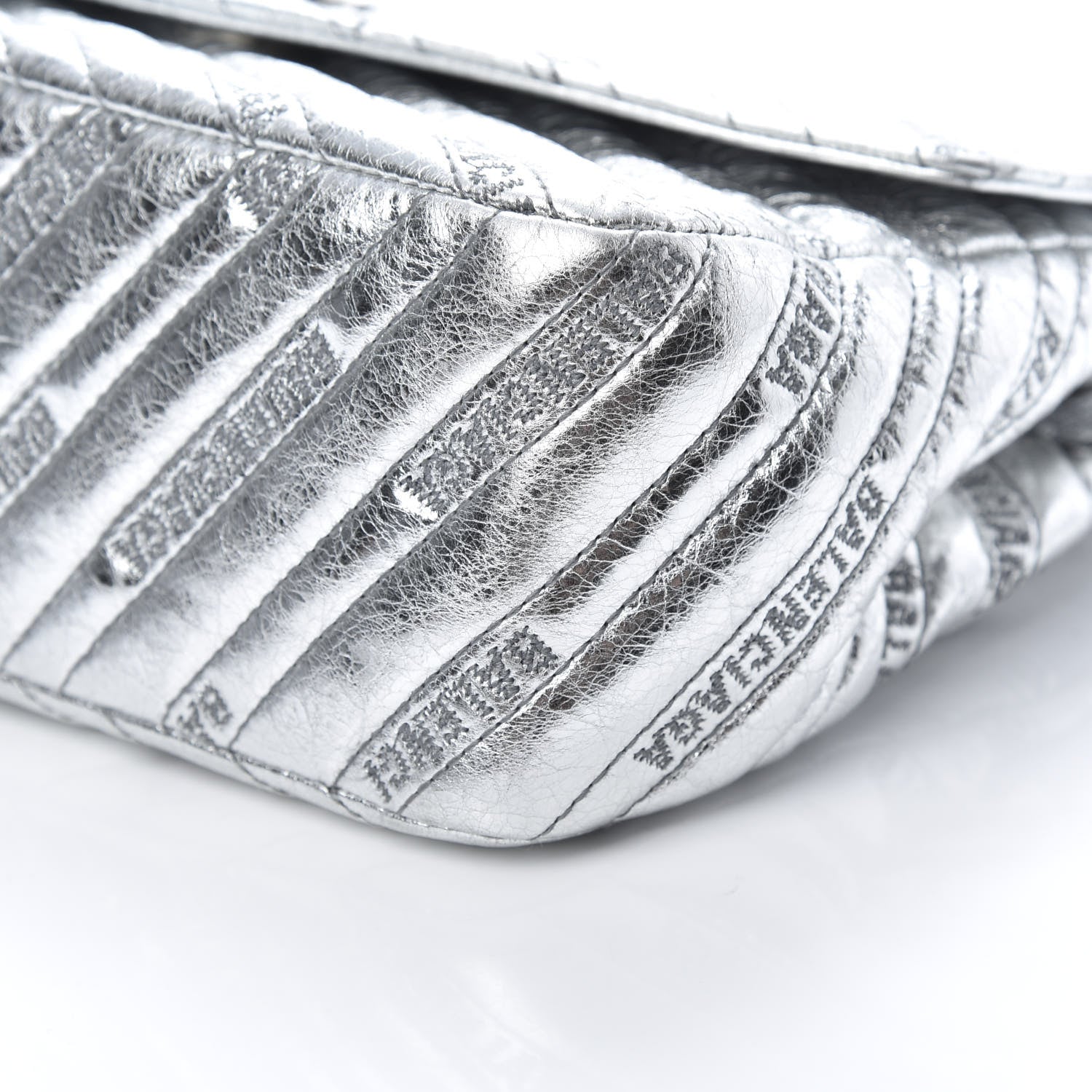 Balenciaga Calfskin Logo Matelasse M BB Round Shoulder Bag Silver 11 of 13