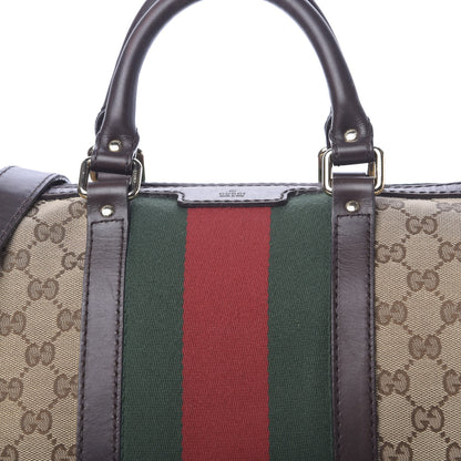 Gucci Monogram Vintage Web Medium Boston Dark Brown 13 of 14
