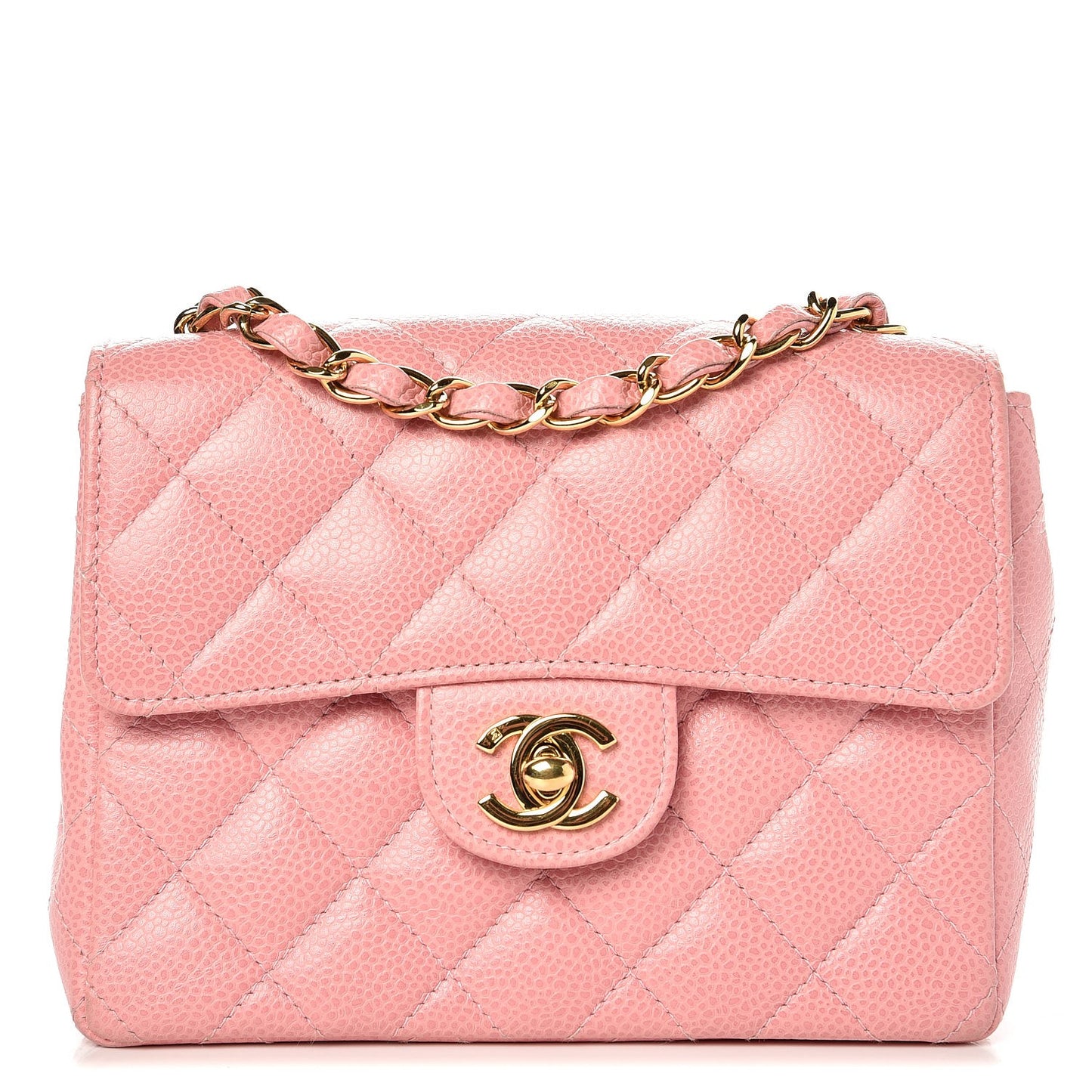 Caviar Quilted Mini Square Flap Pink