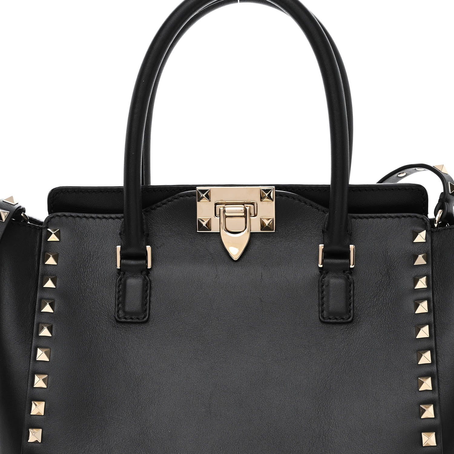 Valentino Garavani Vitello Small Rockstud Double Handle Tote Black 7 of 9