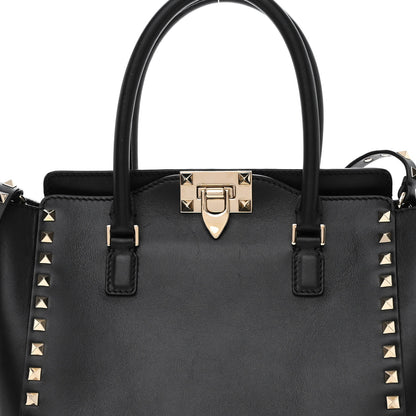 Valentino Garavani Vitello Small Rockstud Double Handle Tote Black 7 of 9
