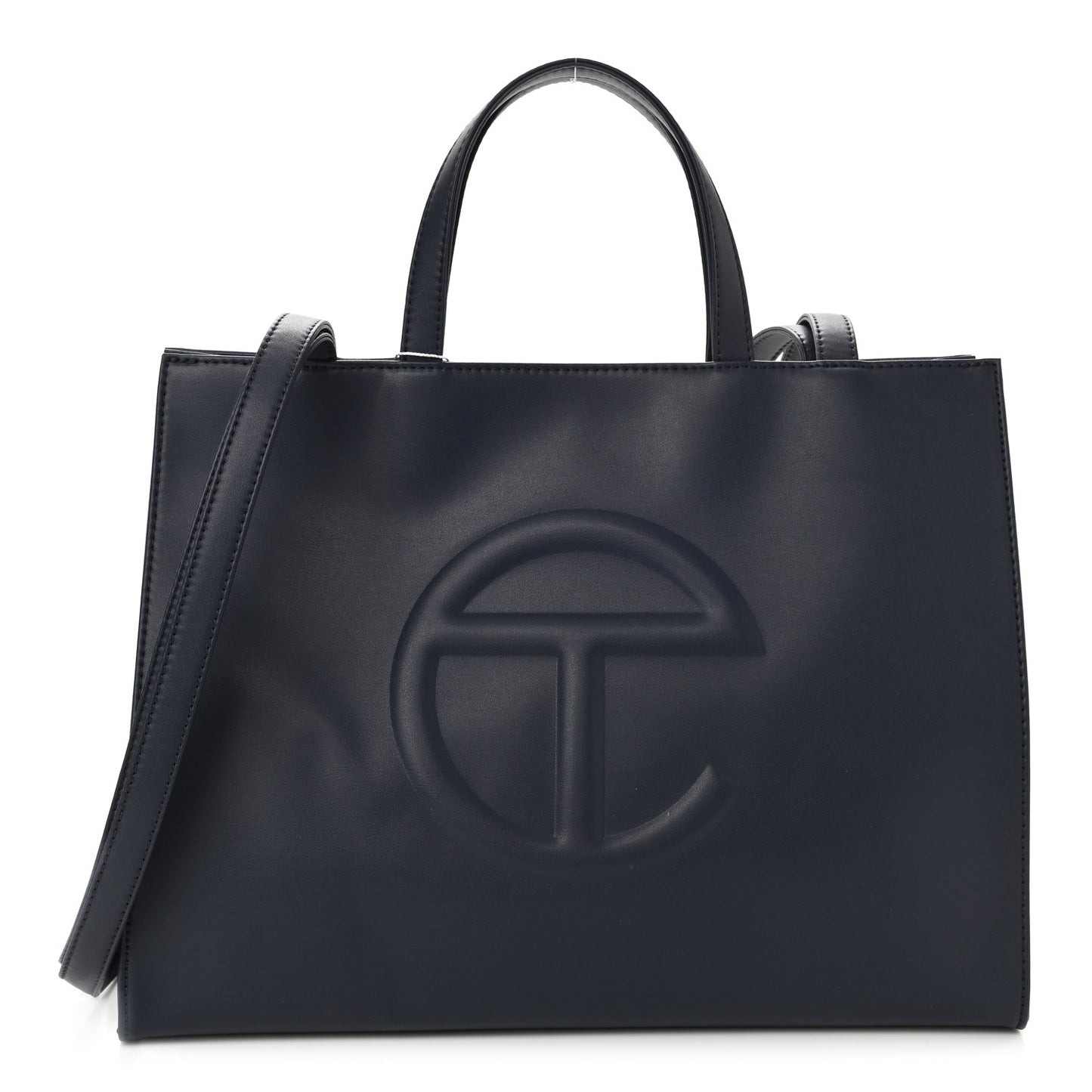 Vegan Leather Medium Shopping Bag Navy