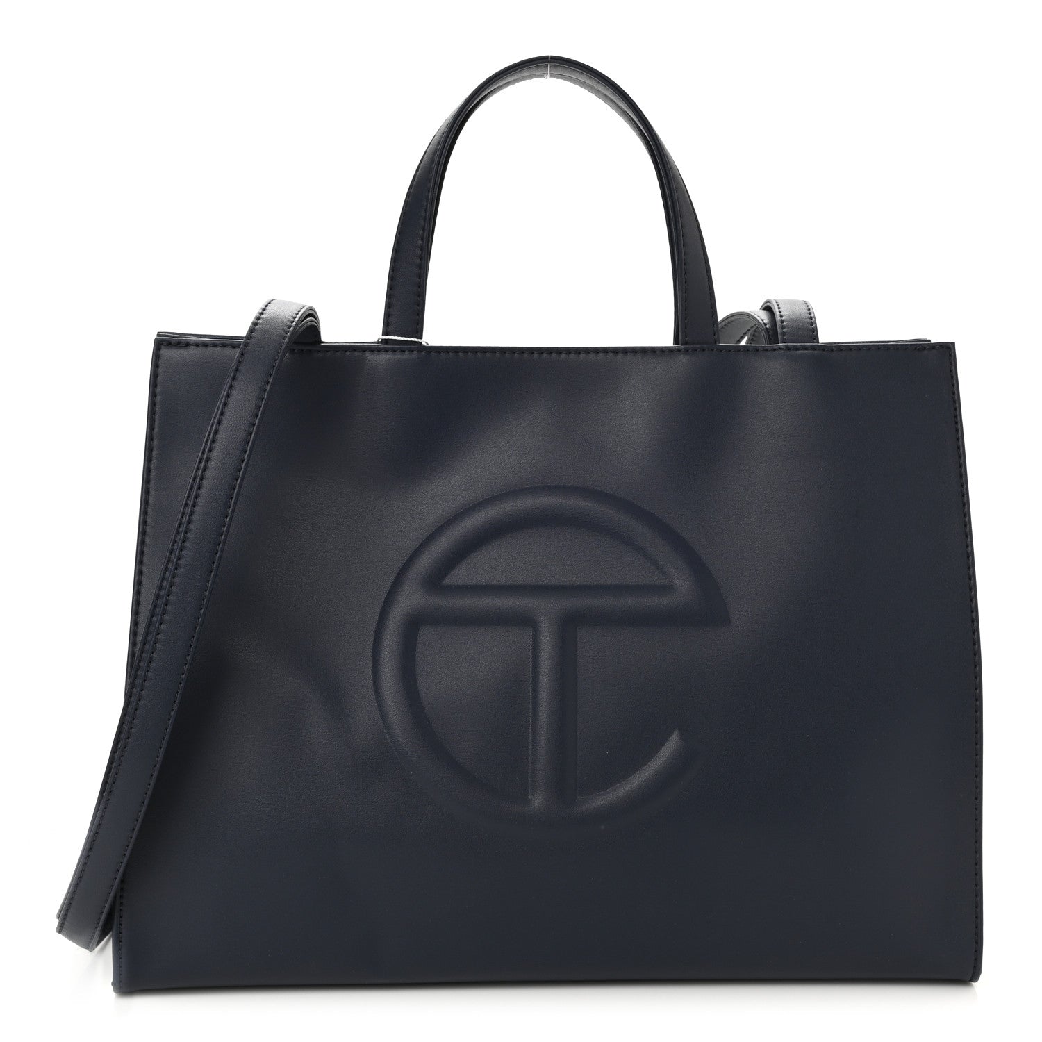 Telfar Vegan Leather Medium Shopping Bag Navy 1 of 10