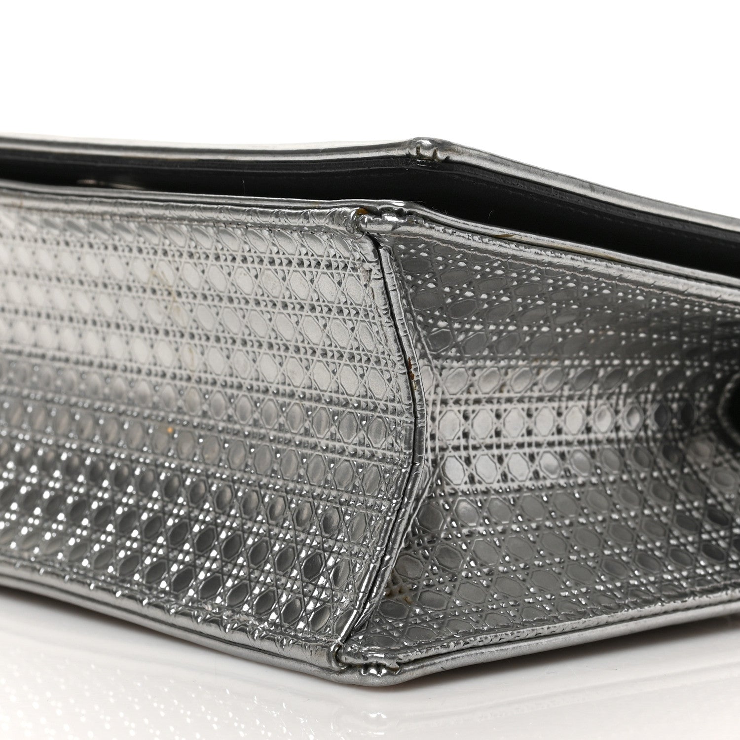 Christian Dior Metallic Patent Micro-Cannage Medium Diorama Flap Bag Silver 8 of 8